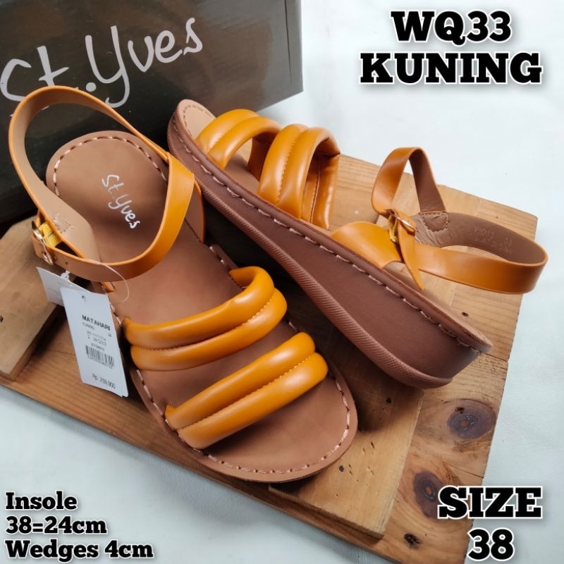 SANDAL TALI WEDGES WANITA ST YVES WQ33 KUNING