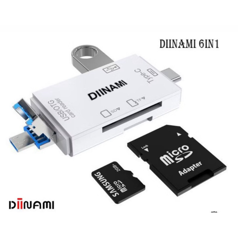 DIINAMI 6 in 1 OTG Card Reader Type c+micro USB 3.0 SD TF Micro SD Card Reader Type C Micro OTG Card