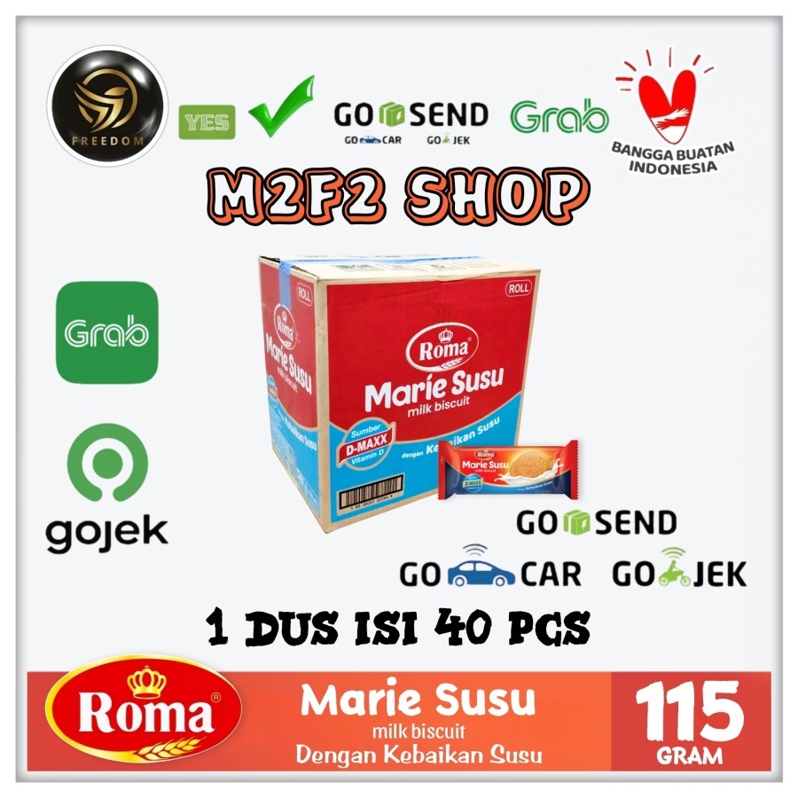 Roma Biskuit Marie Susu | Milk Biscuit Original - 115 gr Kemasan Karton (Khusus Bluebird/Gosend/Grab
