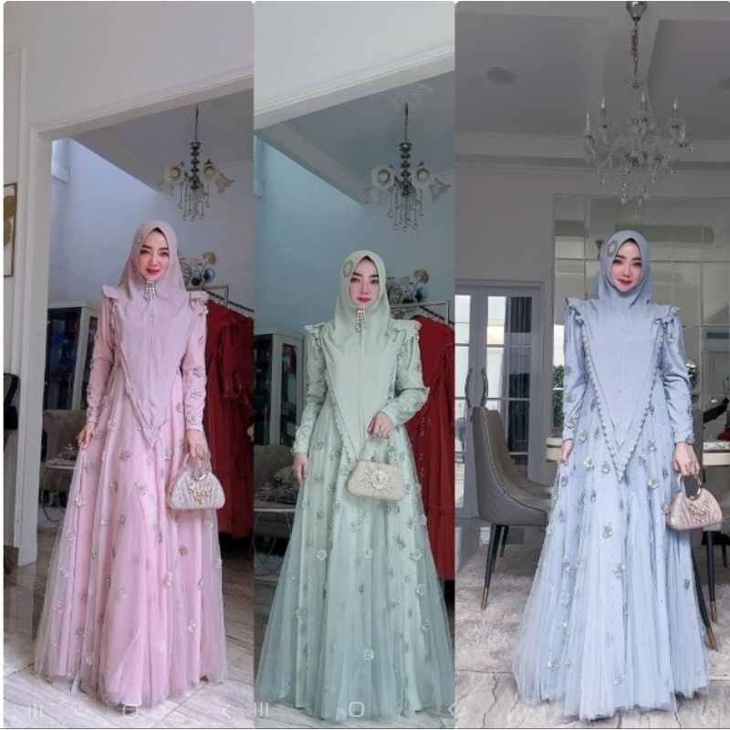carlotte syar'i Calista set Rianti set by Faesta premium gamis pesta