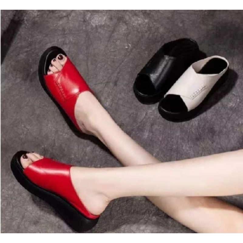 sandal Calvin Wanita sandal wedges slop karet empuk