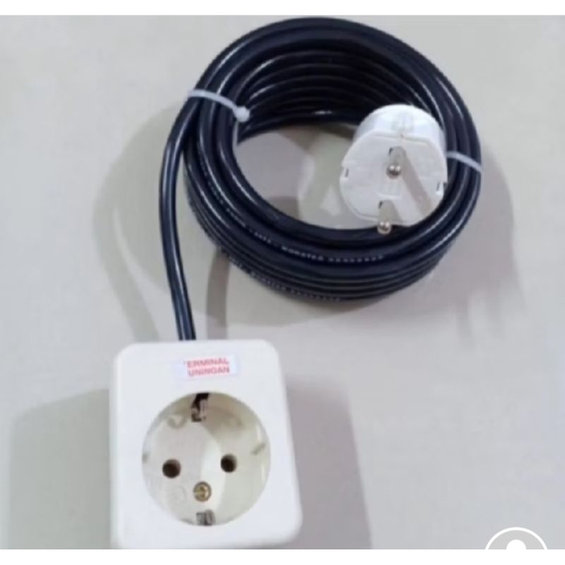stop kontak Uticon kabel Rakitan 1lubang + Stekar Broco 2Meter