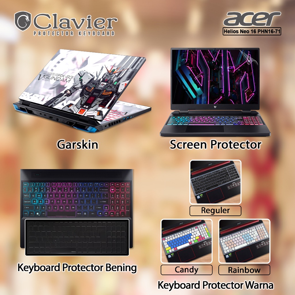 Cover Keyboard Screen Protector Garskin Laptop Acer Predator Helios Neo 16 TPU Clear