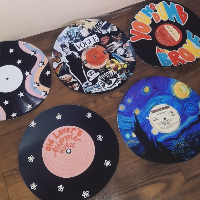 Hiasan dinding Piring Hitam /CD Aesthetic | baca deskripsi