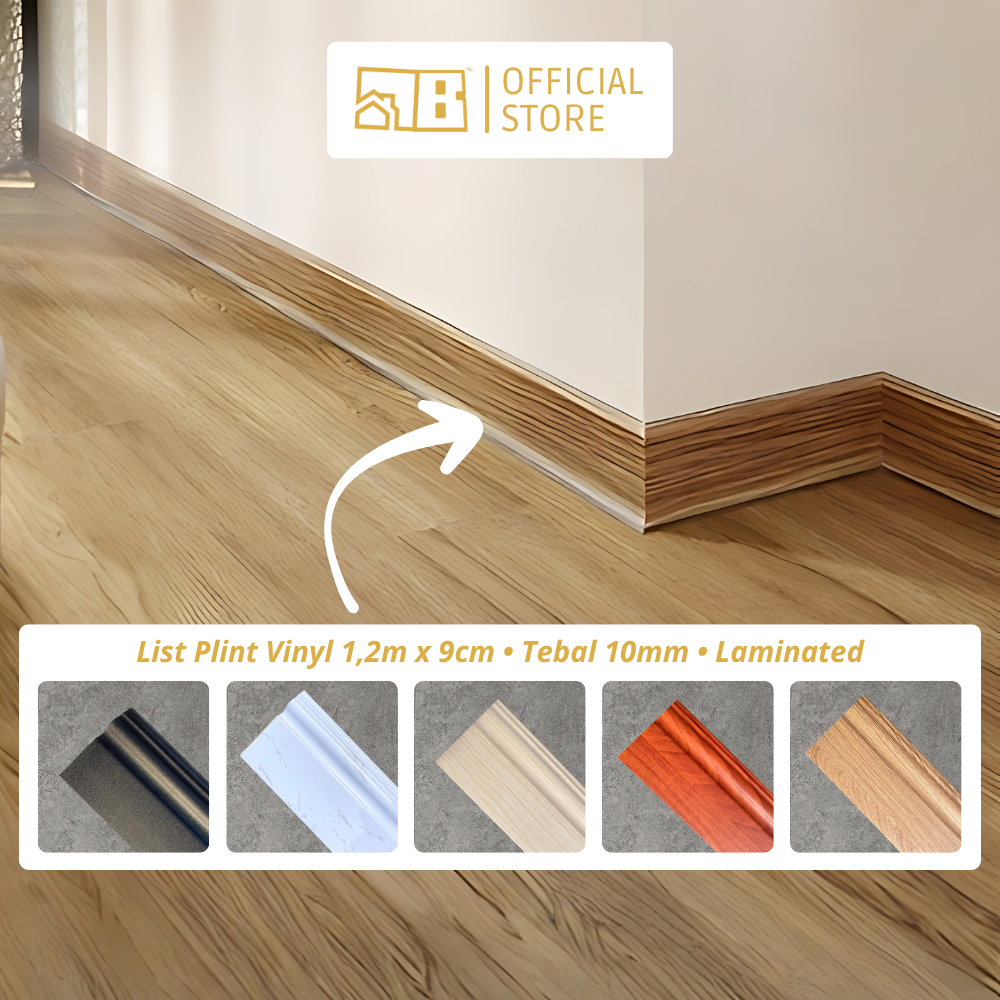 [8 Varian] List Plint Lantai Lis Les Kayu PVC Anti Air Anti Rayap 1,2 m dengan lebar 9 cm Vinyl Lami