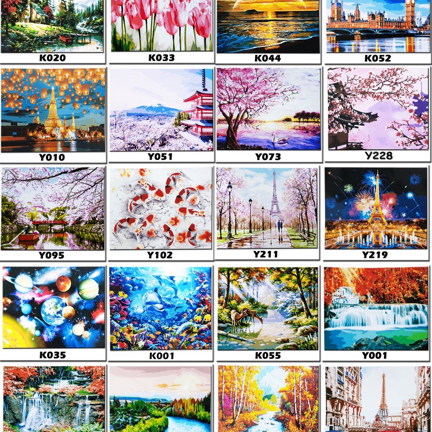 

DIJAMIN ORI METH LANDSCAPE A PAINT BY NUMBER PAINTING BY NUMBERS DIY LUKISAN ACRILYC PARIS ALAM ART SET MELUKIS