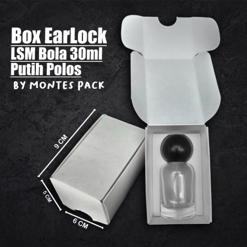 

BOX EARLOCK | untuk botol LSM Bola 30ml | box parfum earlock Putih hitam