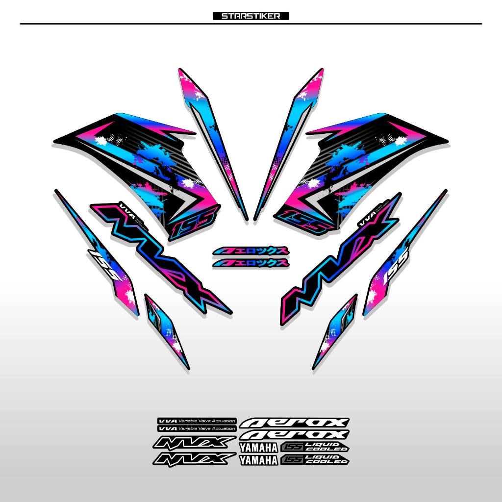 STRIPING AEROX 155 / 1 / COMBO COLOR / DASAR HITAM / NEW / STIKER AEROX 155 CONNECTED / STICKER AERO