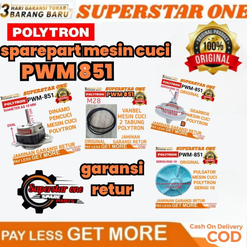 sparepart mesin cuci polytron PWM 851