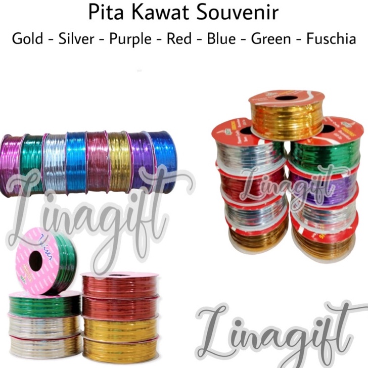 

EKSKLUSIF Rol 2 Yard WIRE RIBBON ROPE PITA KAWAT SOUVENIR ROLL IKATAN GOODIE BAG HAMPERS PARCEL GOLD SILVER RED PURPLE BLUE GREEN