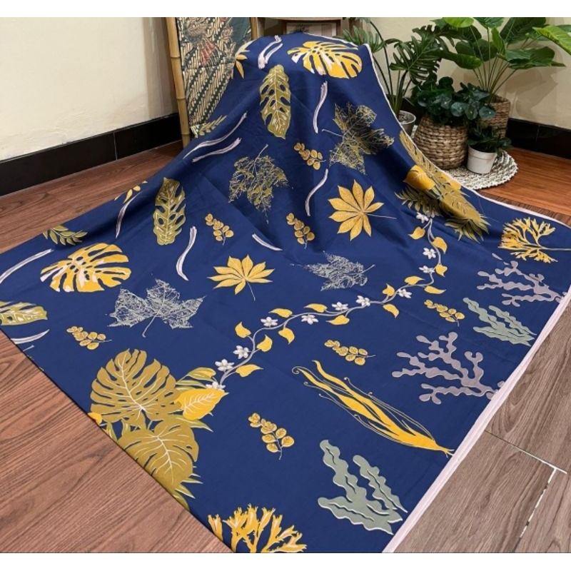 TERLARIS KAIN BATIK LAWEYAN SOLO DAUN ECOPRINT BIRU KODE 153