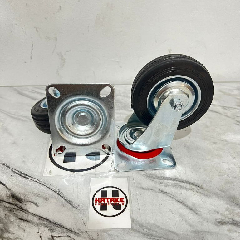 Roda gerobak 4" hidup roda troli karet roda troly 4 inch roda karet