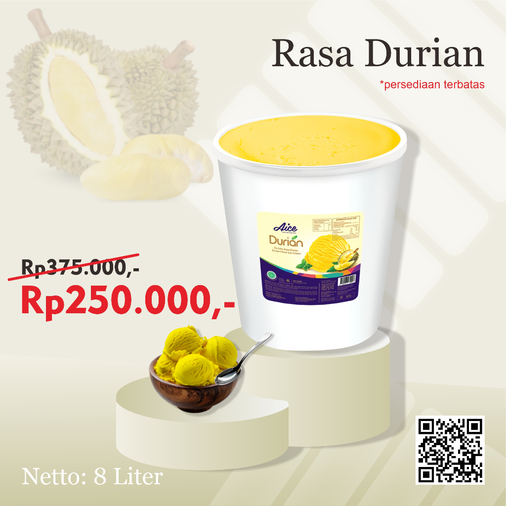 

Aice Cream Rasa Durian 8 Liter