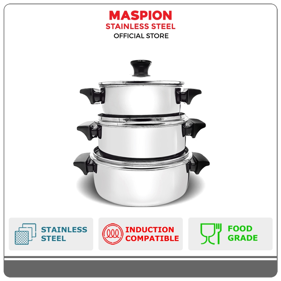 Maspion Panci Stainless Steel Economic Dutch Oven 6 pcs set