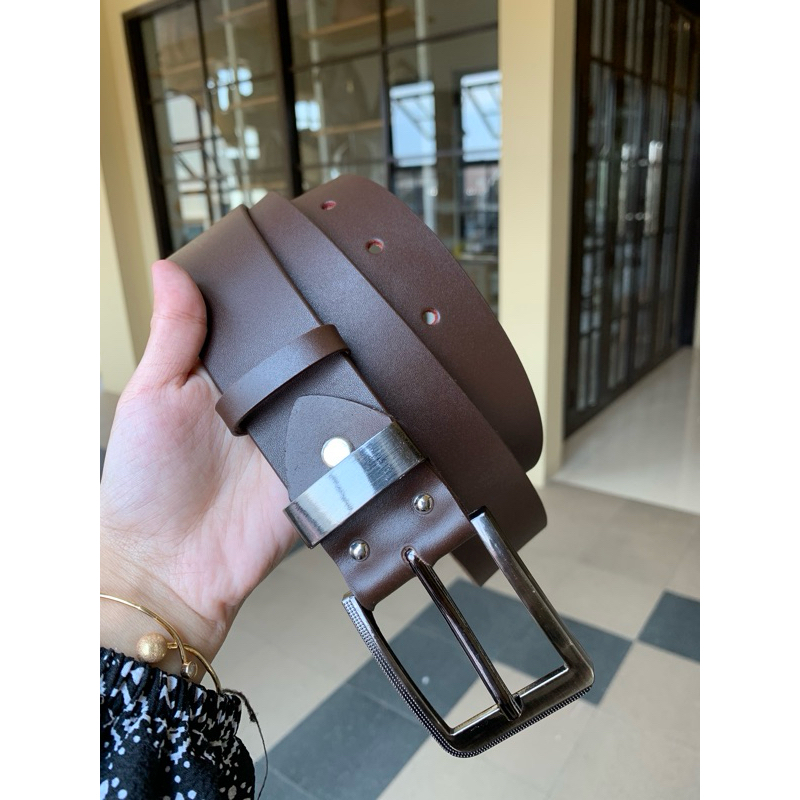 Sabuk pria kulit asli 100% Sabuk resleting