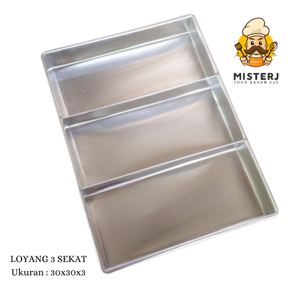 Loyang Sepiku 30x30x3 / Loyang Spiku Lapis Sekat 3 / Cetakan Kue Brownies Sekat 3 / Loyang Lapis Kuk