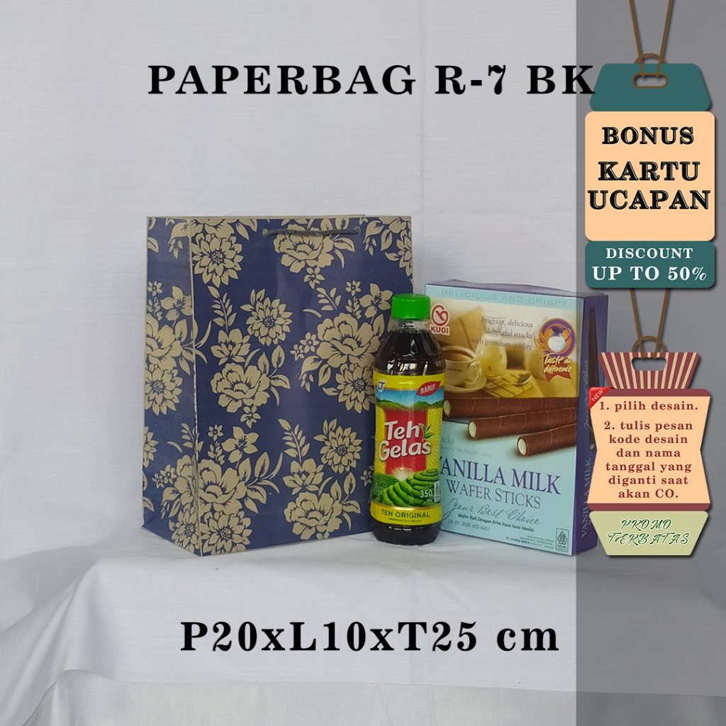 

PAPERBAG |TAS KERTAS| TAS HAJATAN| BONUS KARTU UCAPAN| UK R-7 BK MOTIF 1 WARNA UK P20 X L10 X T25 CM