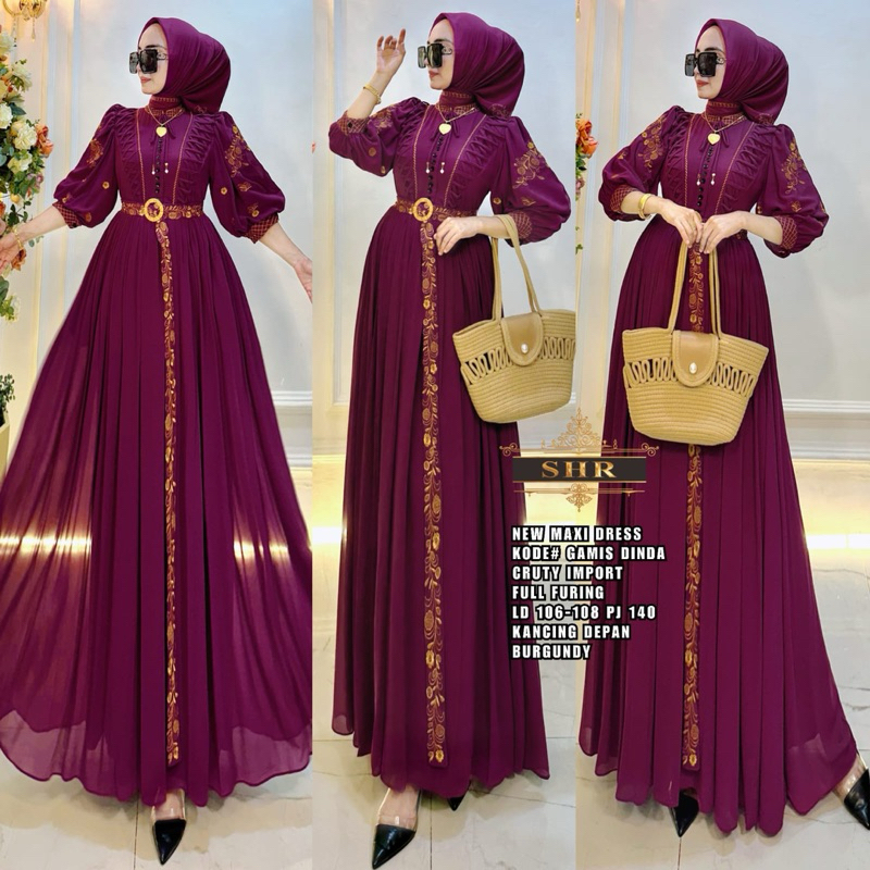 “BY SHR NEW” READYY MAXI DRESS IKATAN CINTA CERUTY BORDIR BY SHR //GAMIS SHR ORI// GAMIS CANTIK VIRA