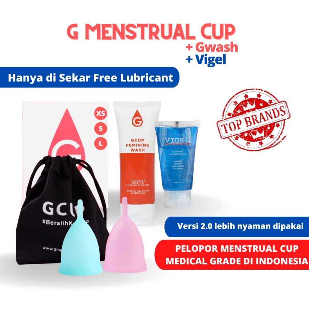 GCUP Girls Menstrual Cup + Feminine Wash + Vigel PAKET HEMAT FREE LUBRICANT 5 ML