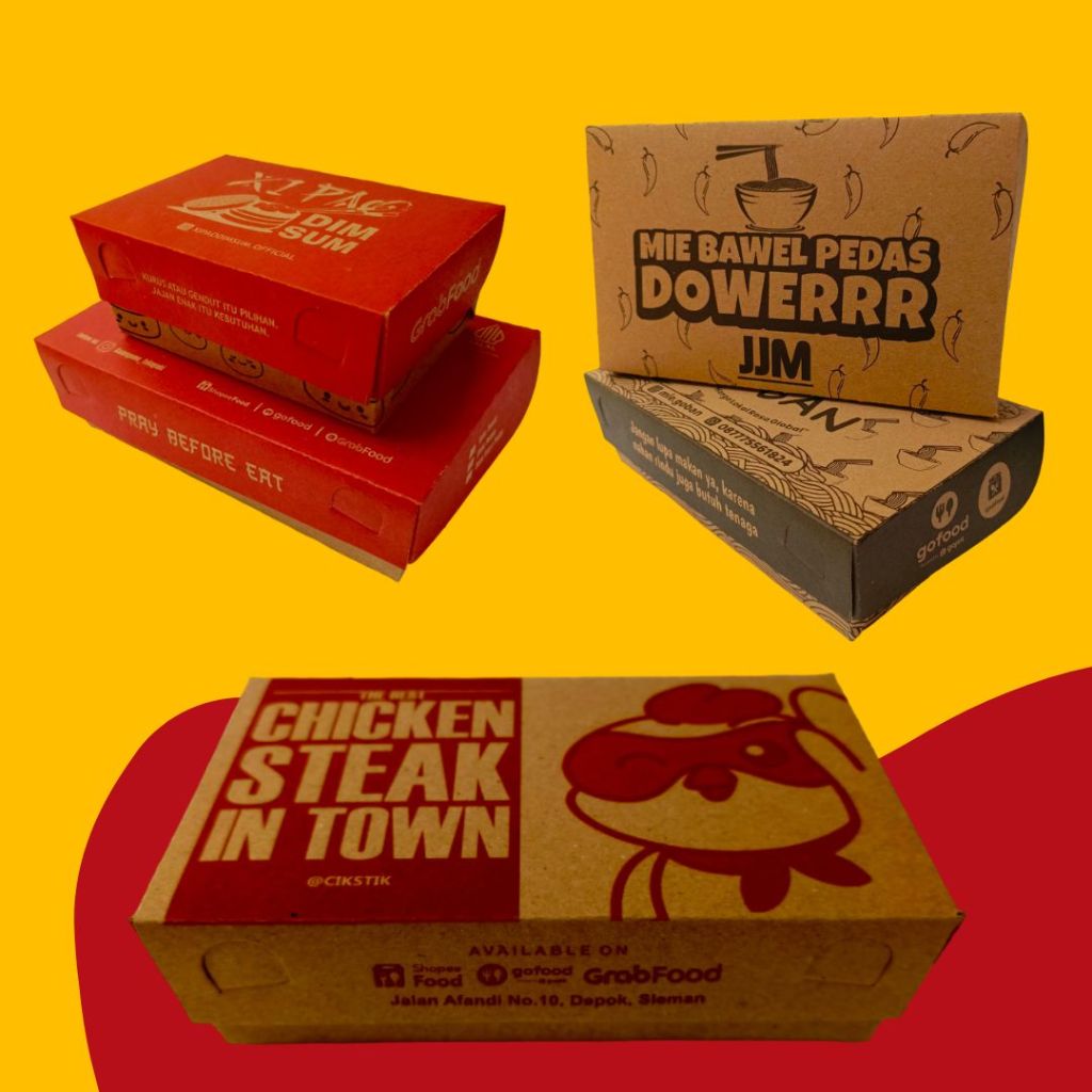 

Box kotak kemasan takoyaki dimsum chicken steak mie ayam mie gacoan lunch box paper