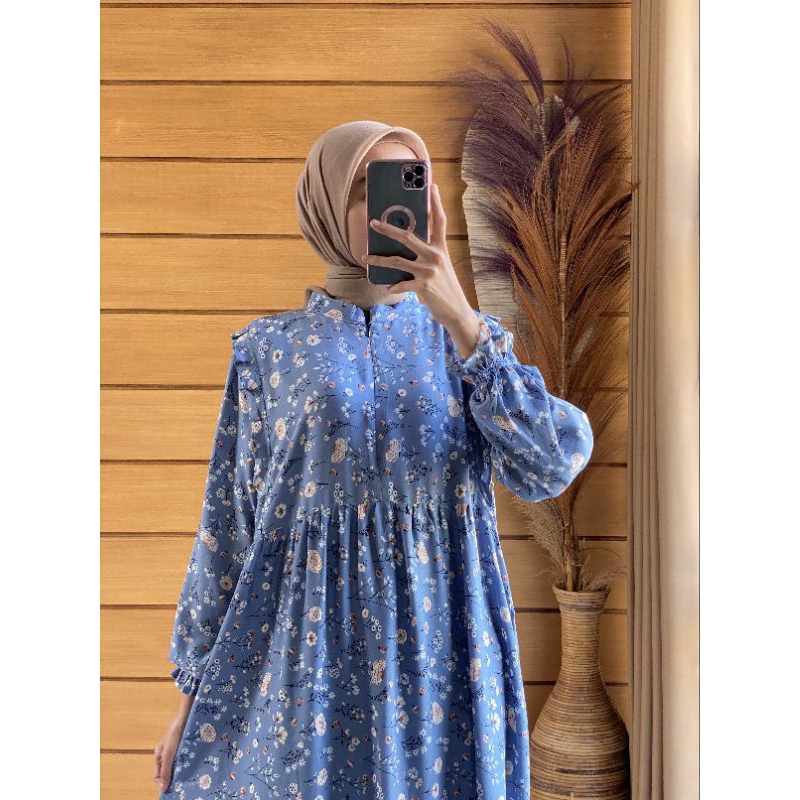 HOMEDRESS MOTIF BUNGA BAHAN RAYON VISCOSE GAMIS MOTIF BAHAN ADEM TERBARU