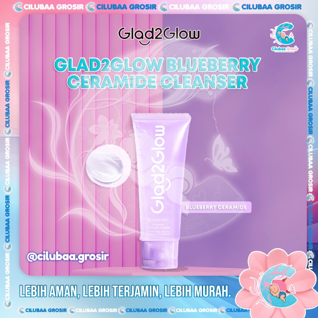 GLAD2GLOW Blueberry Ceramide Low pH Gel Cleanser 70ml || Glad2Glow Face Wash Facial Cleanser