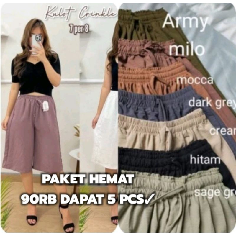 BIG SALE 90 RIBU DAPET 5 PCS CELANA KULOT 7/8 , KULOT 7/8 WANITA KEKINIAN FULL KARET TALI SERUT,Cela