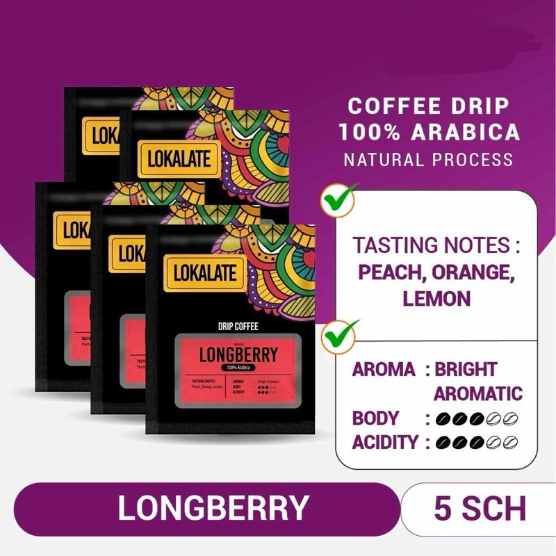 

Lokalate Coffee Drip Sidikalang Longberry & Papua Wamena Natural 5 Sch – 100% Arabica with Natural Process