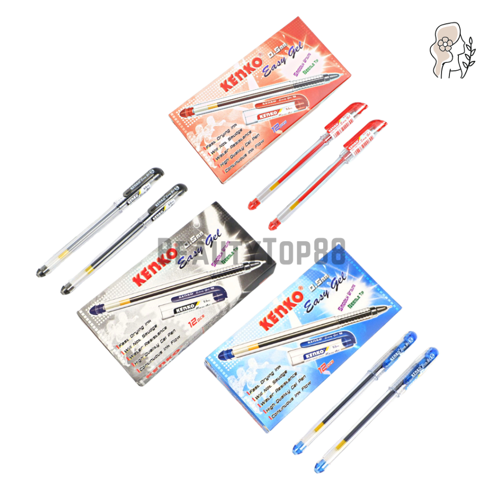 

Pulpen Easy Gel Kenko 0.5 mm - Ballpoint Lancip Bolpen Tajam Pena Grosir [PER LUSIN]