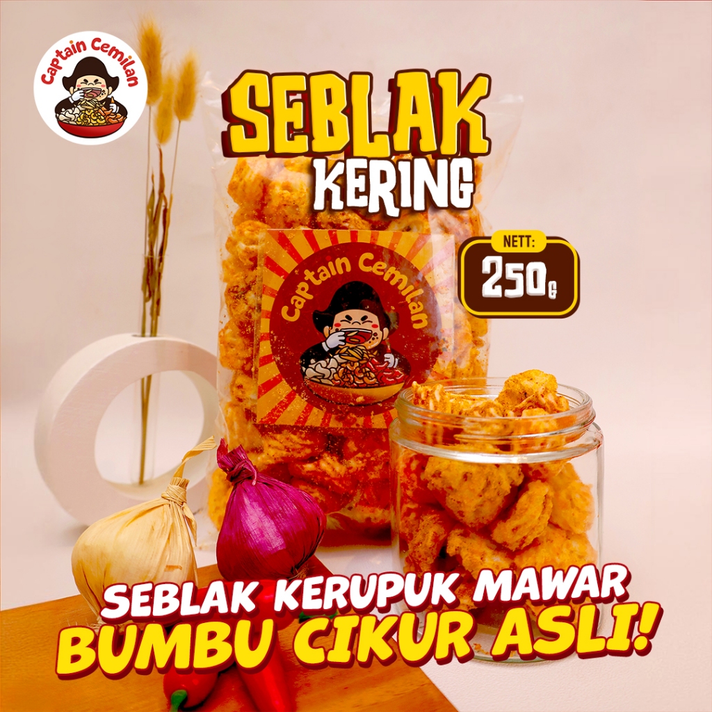 

250Gram Seblak Kering gurih pedas kriuk kerupuk bunga full rempah Captain Cemilan makanan ringan snack cemilan kiloan