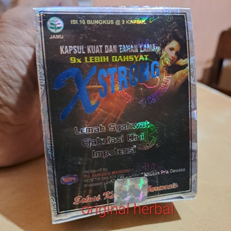 Xstrong Kapsul Original Penambah Stamina dimensi cap jempol