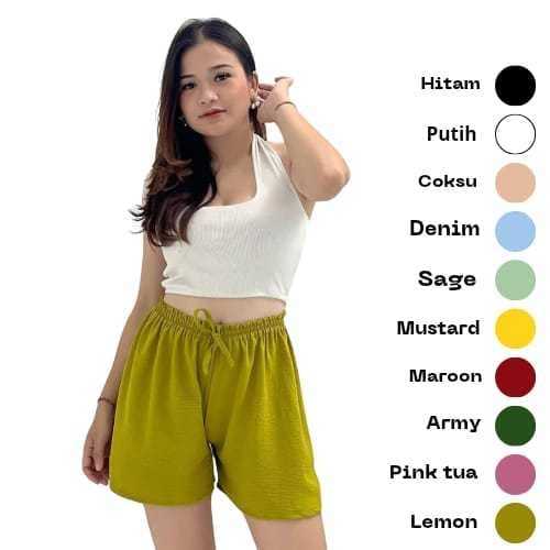Celana Kulot Pendek Crinkle Hotpants Wanita