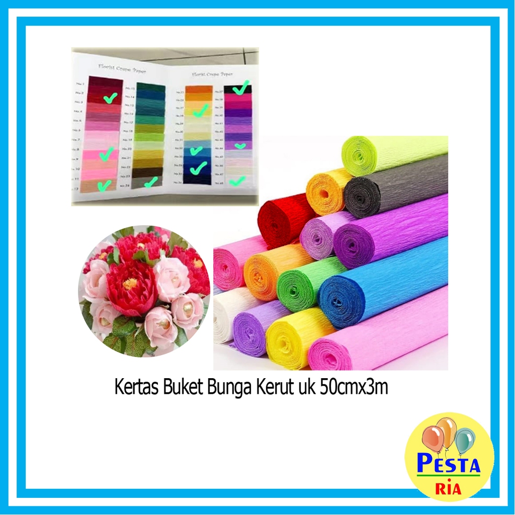 

Murah!! 1Roll Kertas Buket Bunga Kerut Uk 50cmX3m, kertas kado tissue, korean tissue