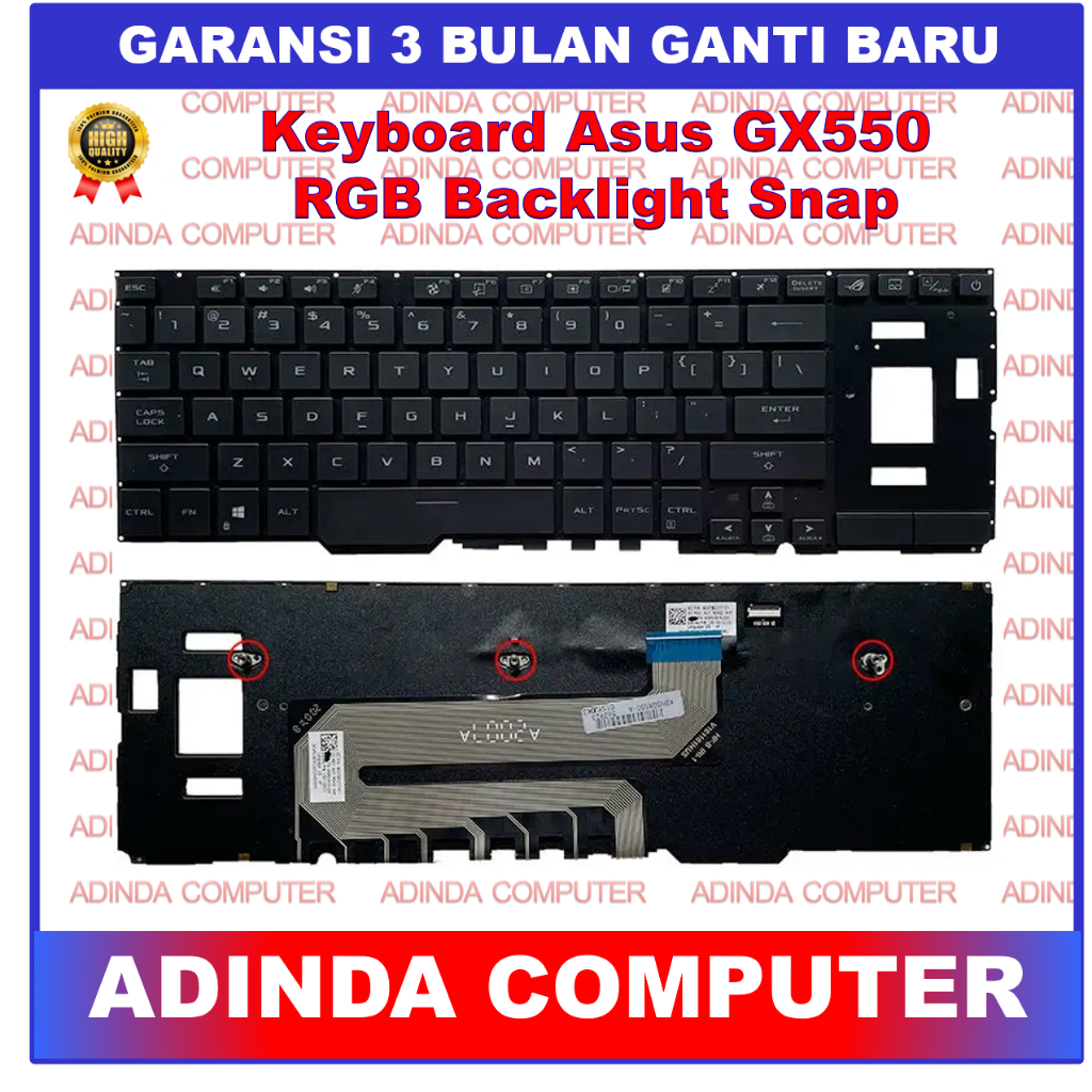 Keyboard Asus ROG Zephyrus Duo 15 GX550 GX550L GX550LWS GX550LXS RGB Backlight Snap