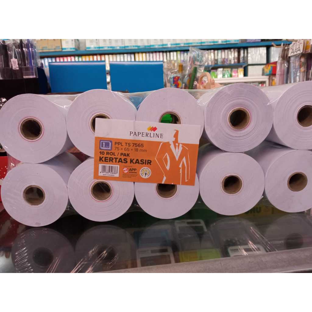 

kertas kasir / telstruk 1ply paperline uk. 75 X 65 X 18 1 pack isi 10 Roll