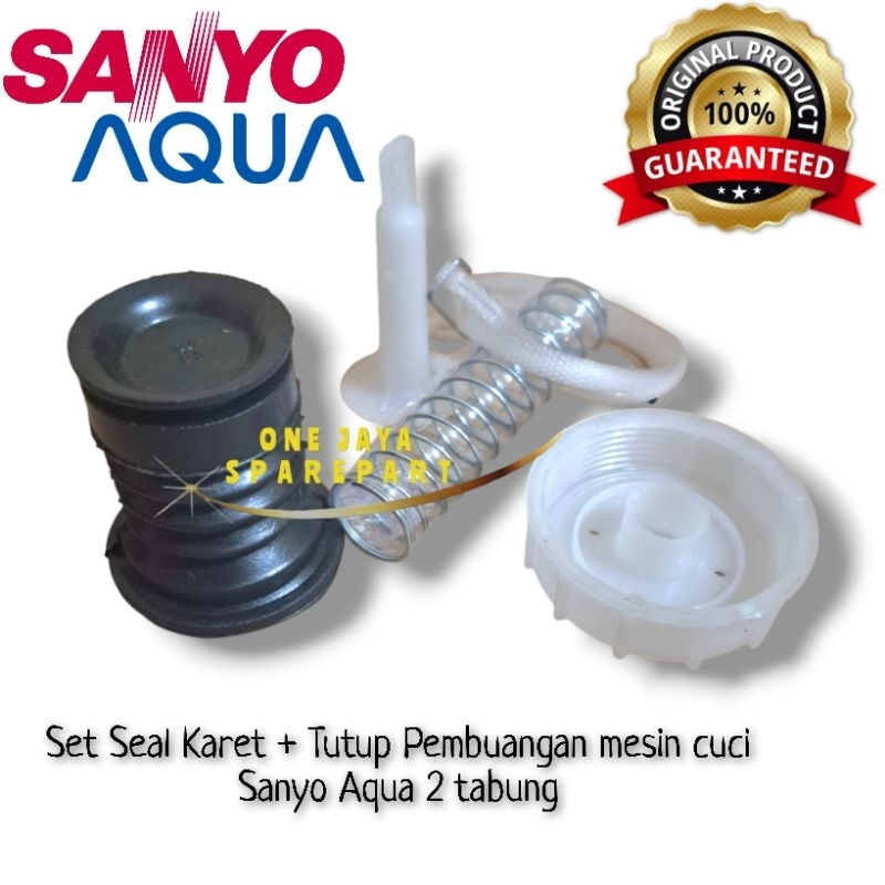 Set Seal Karet + Tutup Pembuangan Mesin Cuci Sanyo Aqua 2 Tabung