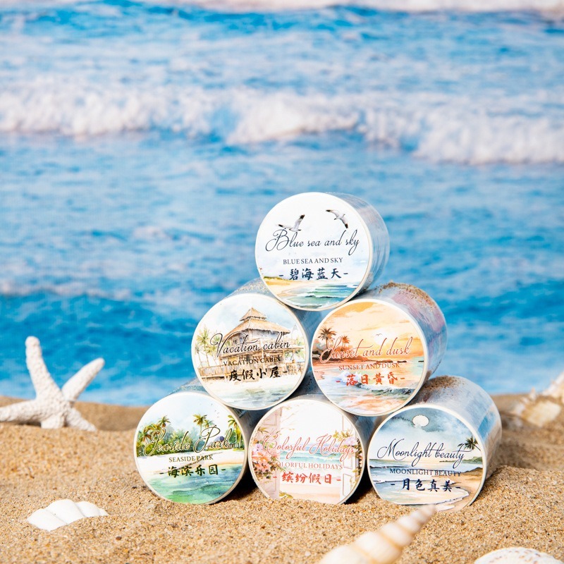 

[Artopia] 1 Roll Washi Tape HFCG Hawaii Series Tema Liburan Vacation Estetik Watercolor Stiker Sticker