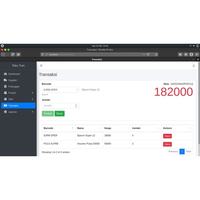 APLIKASI KASIR BERBASIS WEB