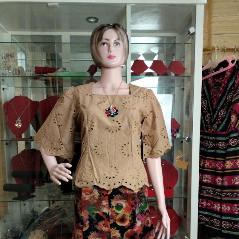 Blouse Katun Bordir Katun Bolong Sudah Furing Kualitas Tertinggi