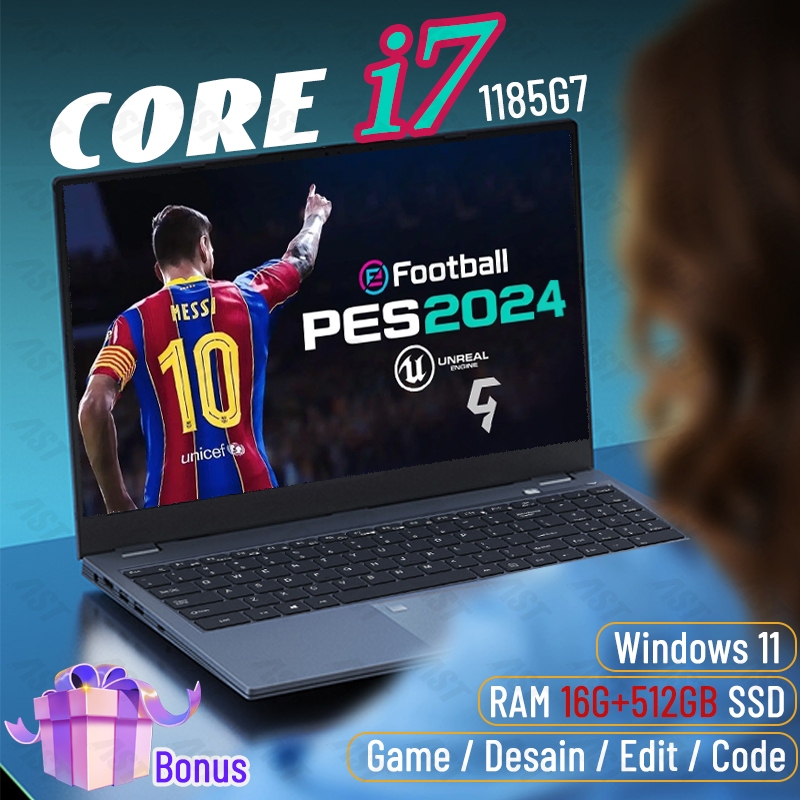 AST Laptop Gaming Intel Core i7-1185G1 baru Windows11 RAM16G+512GB SSD 15,6‘’ ultra tipis gar 1 thn