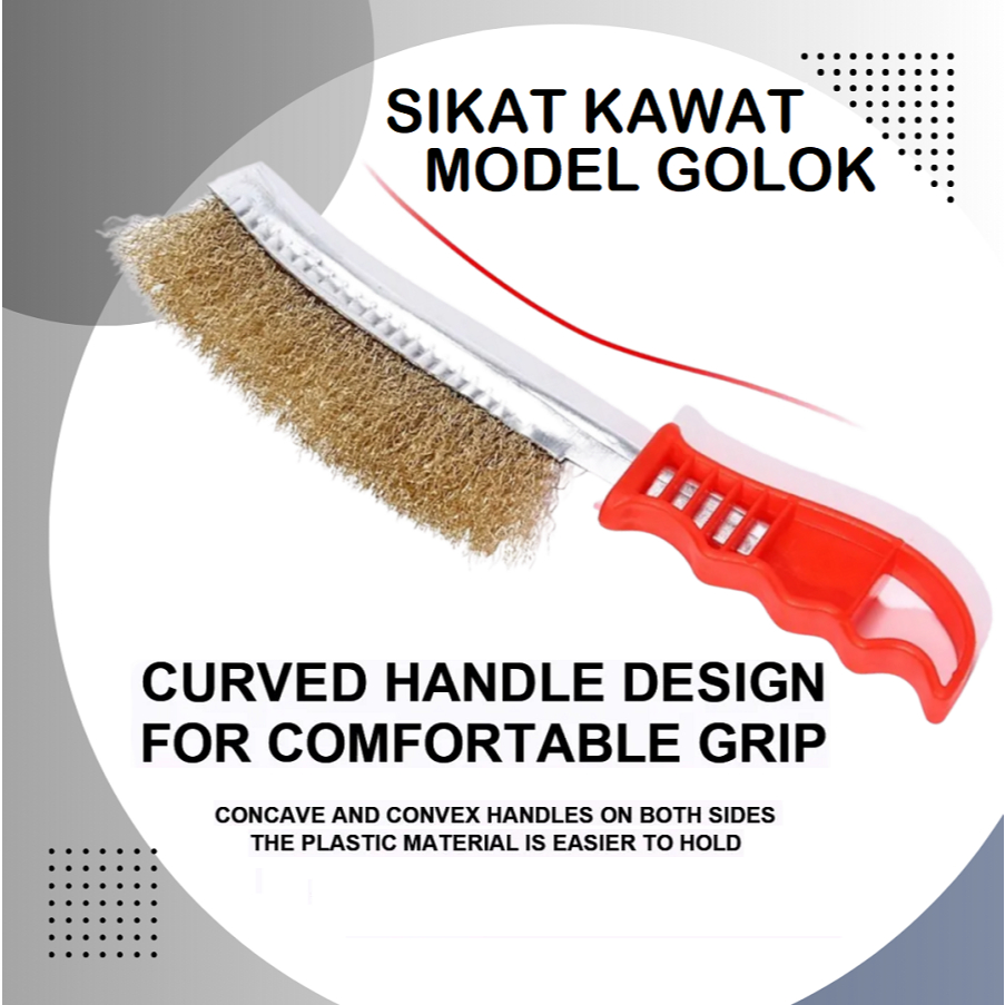 Sikat Kawat Kuningan Gagang Fiber - Sikat Pisau Golok Lengkung Sikat Kawat Baja Kuningan Sikat Golok
