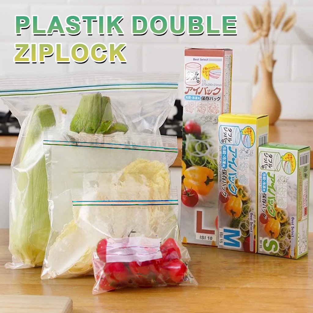 

Kantong Plastik Double Ziplock Bundling 3PCS Plastik Penyimpanan Makanan Buah Sayur Zipper Bag ZK-5