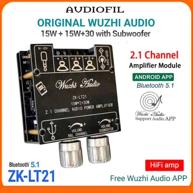 ZK-LT21 Amplifier Class D Hifi 2.1 CH Bluetooth 5.0 Original Wuzhi Audio