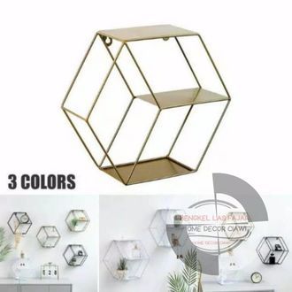 Hiasan dinding Hexagon tatakan bunga hiasan kecil