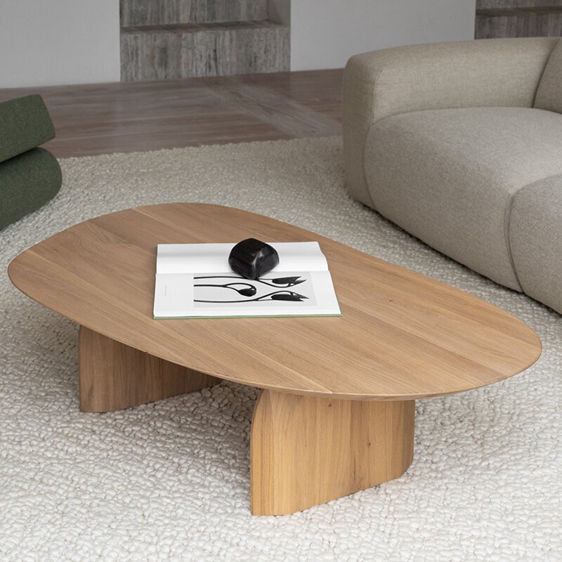 Coffee Table Kayu Jati Minimalis Kayu Jati Finish Bleach - Slot