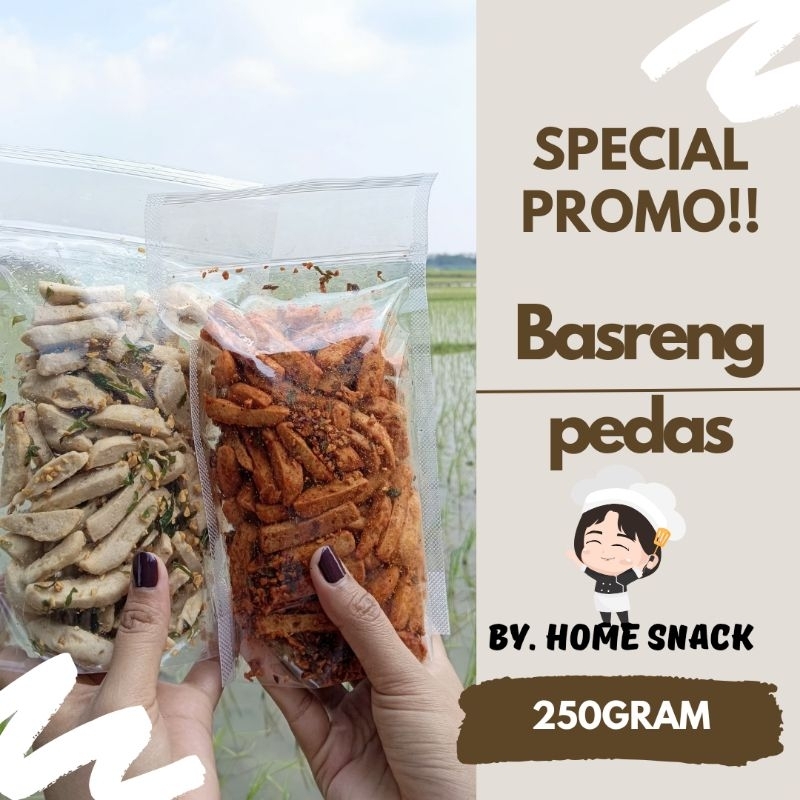 

HOME SNACK!! Basreng pedas/Basreng Balado/Basreng Original/ Full Daun Jeruk & Bawang 250gram