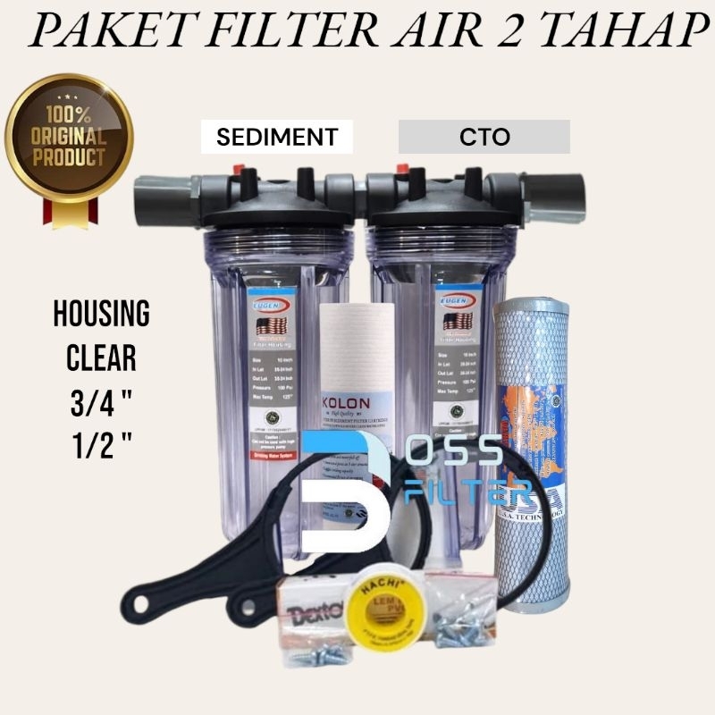PAKET FILTER AIR SUMUR 2 SARINGAN 2 HOUSING FILTER AIR SIAP PAKAI SEDIMENT - CTO