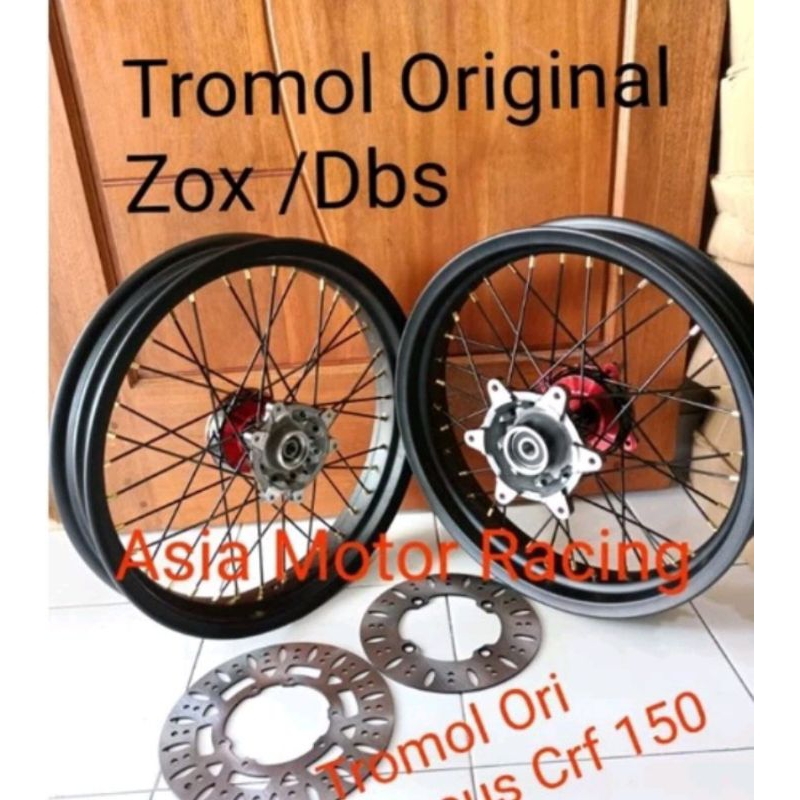 Sepakat Velg Crf ring 17 185 250  Tromol Two tone merah hitam  Bonus Cakram Depan belakang.