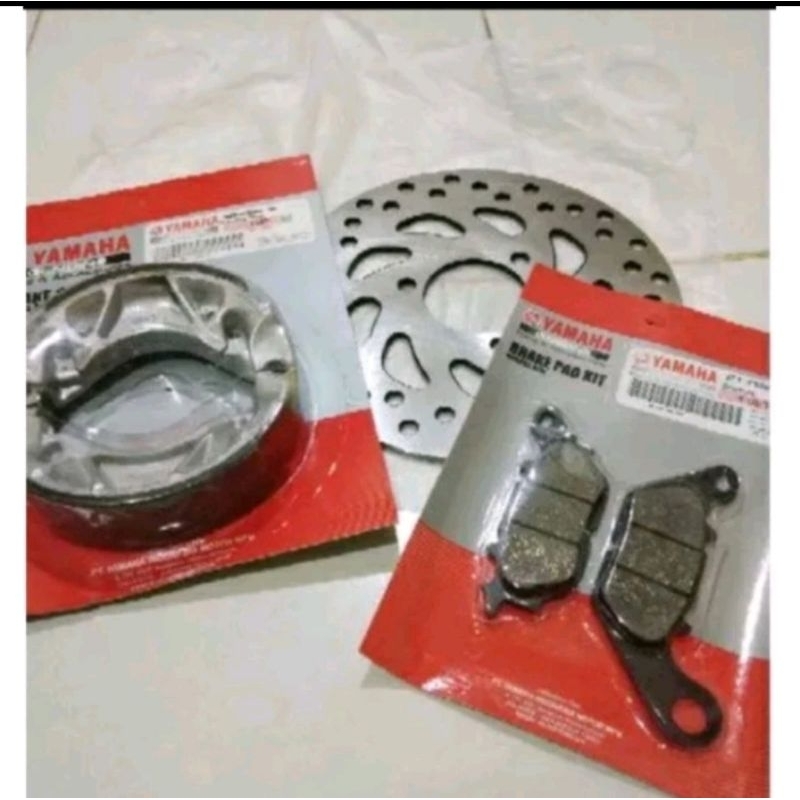 PAKET PIRINGAN DAN KAMPAS DEPAN BELAKANG REM MIO J SOUL GT FINO Fi (piringan 54p + kampas 5mc + disp
