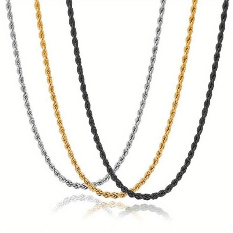 Kalung Titanium Model Tambang 2.0 mm Pria dan Wanita